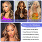 FASCARA 13x4 Highlight Ombre Lace Frontal Wigs Human Hair 4/27 Honey Blonde 180% Density Body Wave Wig for Women HD Transparent Lace Front Wig with Highlights Colored Glueless Wigs Human Hair 20 Inch