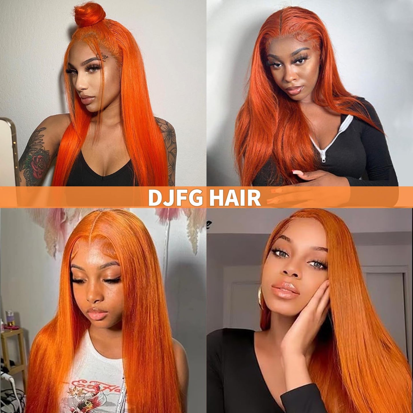 DJFG Ginger Wig Human Hair 13x6 HD Frontal 200% Density Ginger Lace Front Wigs Human Hair Pre Plucked 28 Inch Straight Wigs Human Hair Colored Glueless