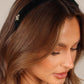 TERSE Black Velvet Headband with White Pearl Accents - Cute Vintage Designer Hair Accessory for Women's Holiday Fashion