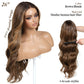 ENCOUNTERU Pre Cut Lace Glueless Wig Wear and Go Synthetic Lace Front Wigs for Women Brown and Blonde Highlight Body Wave Wig with Bangs Pre Plucked Ready to Wear Middle Part 26 Inch