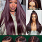 KLAIYI Black Cherry Layered Straight 13x4 Precut Lace Front Wigs Human Hair Bye Bye Knots Glueless Ready to Wear and Go Wig Drawstring Pre Plucked Bleached Dark Burgundy Wine Red Pre Everything 26Inch