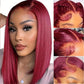 LUCK HAIR 99J Burgundy Straight Human Hair Wig 13x4 HD Lace Front Wigs Human Hair Glueless Hair Short Bob Human Hair Suitable for women Straight wigs 14 Inch