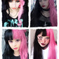 Beweig Half Pink Half Black Wavy Wigs Long Curly Wavy Split Synthetic Wig with Bangs Halloween Cosplay Wigs for Women