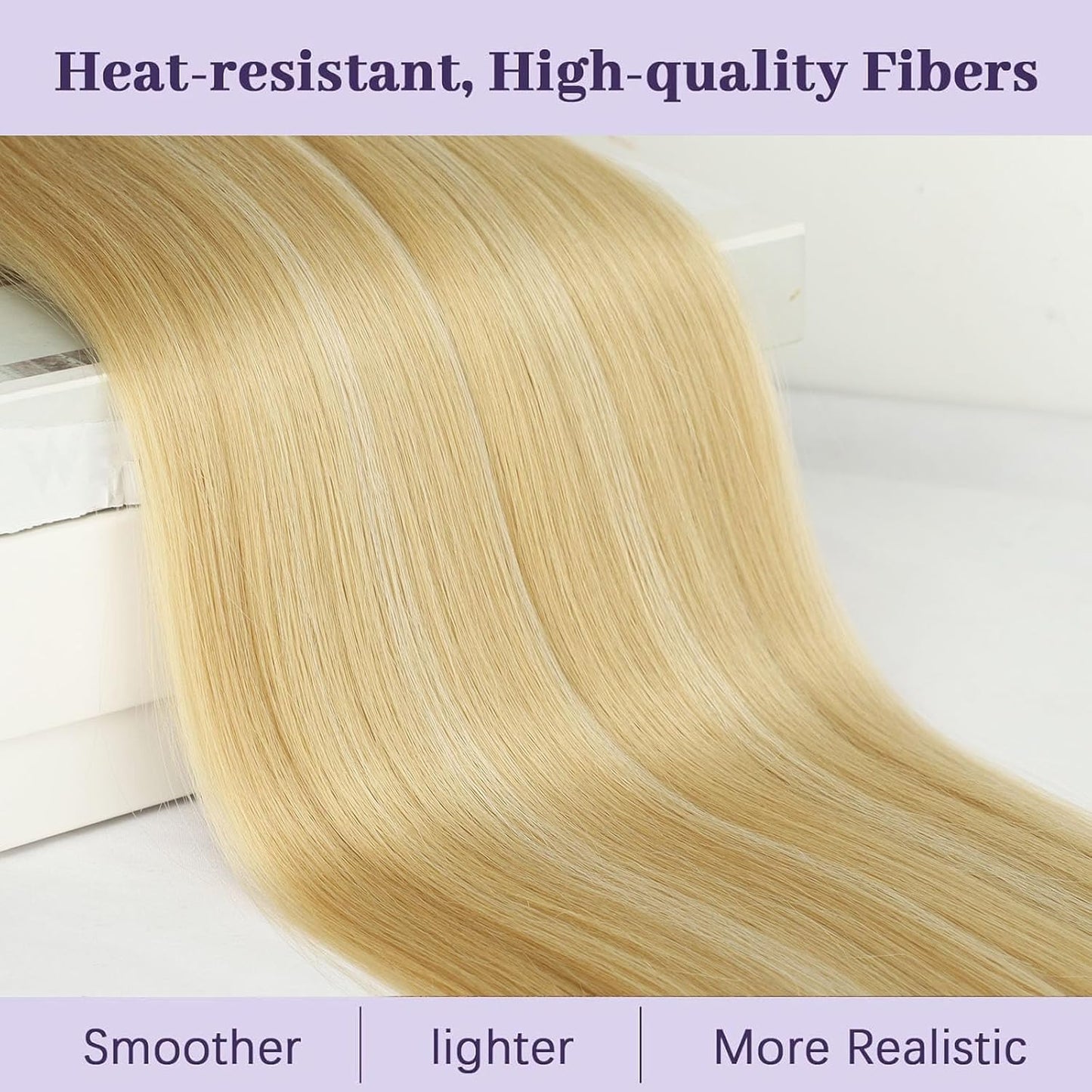ORSUNCER Drawstring Ponytail Extension, Long Straight Pony Tails Hair Extensions Natural Soft Clip in Ponytail for Women Synthetic Hairpieces Blonde Highlight