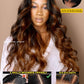 Sunber Ombre Highlight Brown Body Wave Human Hair Glueless Balayage Wigs Pre Cut 7x5 HD Lace Front with Elastic Drawstring 150% Density Put On and Go Pre Plucked Pre Bleached Invisible Knots 24Inch
