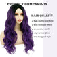 Sabosi Purple wig Long Wavy Wigs for Women 26 Inch Middle Part Curly Wavy Wig Natural Looking Synthetic Heat Resistant Fiber Wig for Daily Party Use