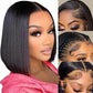 RMOARIWR Bob Wig Human Hair 180% Density 13x4 HD Transparent Lace Front Wigs Human Hair Pre Plucked Short Bob Glueless Straight Wigs Human Hair for Women Natural Black 12 Inch