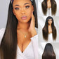 KLAIYI Ombre Brown Yaki Straight Headband Wig Human Hair Glueless Wear and Go Wig with Dark Roots Drawstring Chestnut Kinky Clip In Half Wigs for Black Women No Lace No Glue 30S Ready to Wear 26Inch