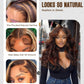 FASCARA Short Body Wave 13x4 HD Transparent Lace Front Human Hair Wigs 4/30 Ombre Honey Blonde 9A Grade Glueless 180% Density Pre Plucked with Baby Hair 16 Inch for Women