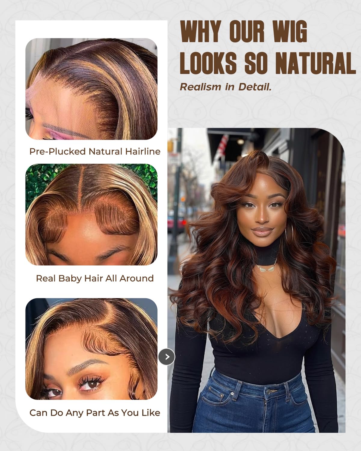 FASCARA Short Body Wave 13x4 HD Transparent Lace Front Human Hair Wigs 4/30 Ombre Honey Blonde 9A Grade Glueless 180% Density Pre Plucked with Baby Hair 16 Inch for Women
