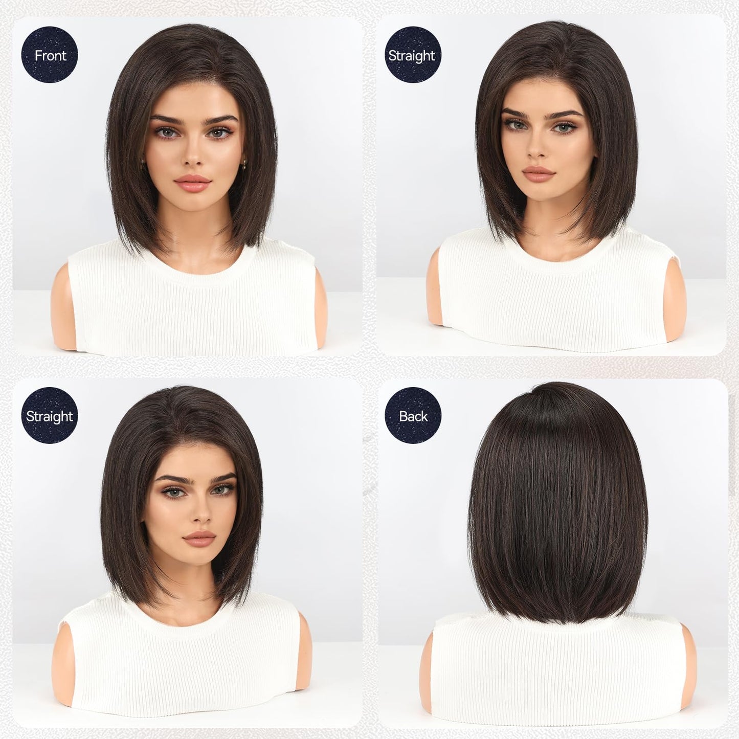 starluck Human Hair Wig Lace Front Wigs Real Human Hair Wigs For Women Side Part 13"*4" HD Lace Large Area Wig Natural Black 12 Inch Realistic and Resistant for Daily Party Use
