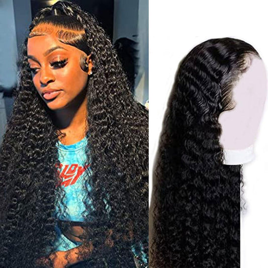 GzorOuzr 5X5 Deep Wave Lace Closure Wigs Human Hair Real Unprocessed Virgin Hair Human Hair With Baby Hair Glueless Wig for Women Brazilian Remy Human Hair Wig 18 Inch