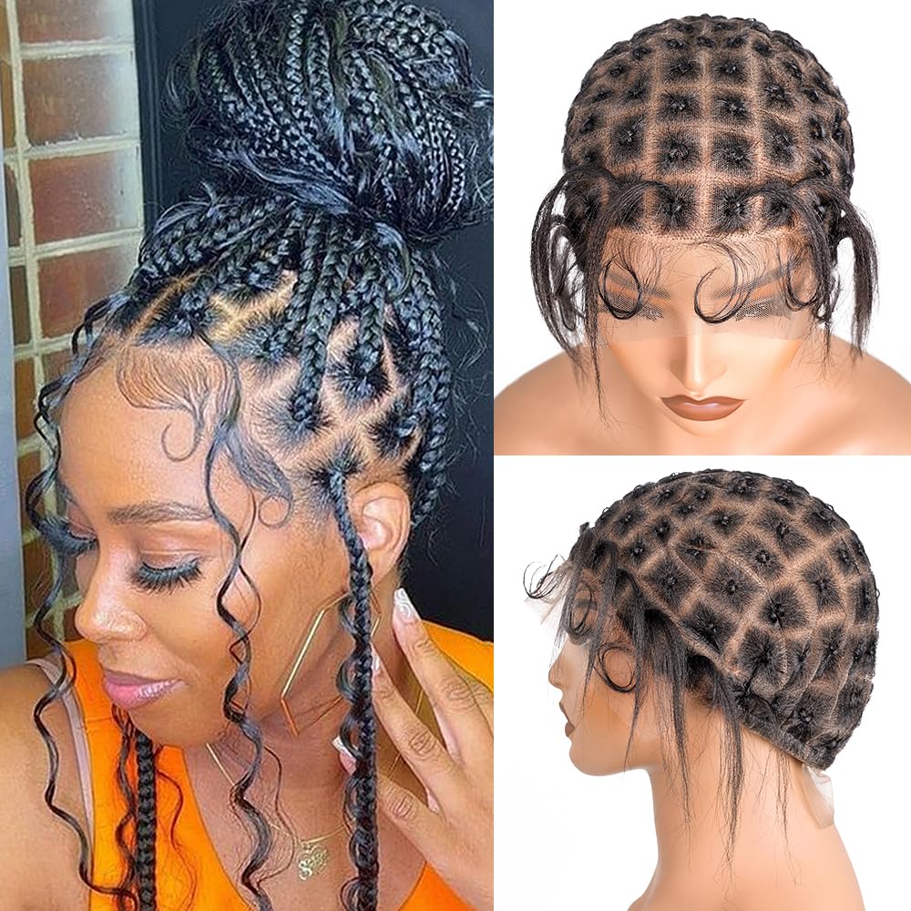 Suntefic Braided Wig Cap With Baby Hair Crochet Wig Cap For Crochet Braids Hair Glueless Double Full Hd Lace Wig Caps For Black Women (Black-99)
