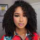 VFFTI Kinky Curly 3 In 1 Half Wig Human Hair 200% Density Glueless Wigs Human Hair for Women 16 Inch Wear Go Curly Seamless Flip Wig Invisible Hairline Beginner Friendly