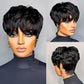QiaQiaRing Chic Elegent Pixie Cut Wigs for Black Women Natural 1B Color Short Layered Pixie Cut Human Hair Wigs For Women Glueless Brazilian Virgin Human Hair (natural black)