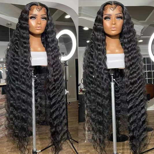 SISIFIRE Wigs for Black Women 13x6 Water Wave Lace Front Wigs Synthetic HD Lace Front Wig Natural Hairline Pre Plucked Glueless Wet and Wavy Lace Front Curly Wigs