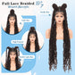 Olymei Faux Locs Braided Wigs Square Knotless Braided Wigs for Women Premium Synthetic Lace Front Locs Braid Wig with Baby Hair Full Double Lace Front Braided Wigs 40" Brown