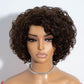 Rebecca Fashion Short Curly Human Hair Wigs for Black Women Side Part Cute Curly Bob Wig Brazilian Remy Non Lace Glueless Wigs Natural Looking Chocolate Brown Color
