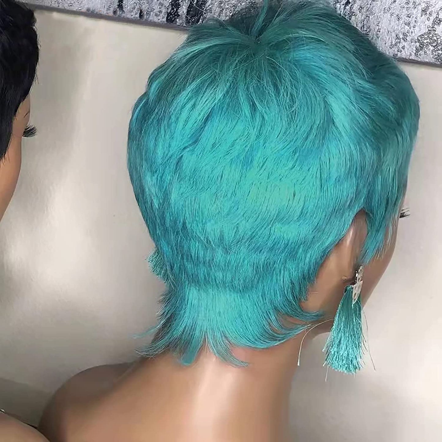 FCHW-wig Short Teal Hair Wigs For Black Women Synthetic Short Wigs For Black Women African American Women Wig