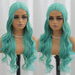 SISIFIRE Highlight Long Wavy Wigs for Women Green Middle Part Loose Curly Wave Wig Synthetic Heat Resistant Fiber Wig for Halloween Cosplay Christmas Wigs