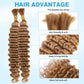 Blonde Human Braiding Hair Deep Water Wave Bulk Human Hair 100g 28 Inch Color 27 Curly Human Hair for Boho Braids Hair Extensions No Weft 2 Braids Per Pack Wet and Wavy Human Hair Braiding Hair