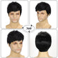 TOPHR Short Mens Wig Black Handsome 6 Inch Heat Resistant Synthetic Straight Male Wigs for Daily Costumes or Halloween Wear