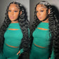 ANDRIA 13x4 Lace Front Wigs 200 Density Deep Wave Wig Black Curly Wig Pre-Plucked Glueless Lace Frontal Wigs Lace Front Wig with Baby Hair Heat Resistant Synthetic Hair Deep Curly Long Wigs 26 Inch