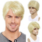 TOPHR Blonde Wig Men Short Straight 6 Inch Heat Resistant Synthetic Blonde Wig for men Daily Costumes or Halloween Wear