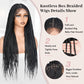 Suntefic Box Braided Wigs for Black Women Glueless Box Braids Wig with Baby Hair Double Full Lace Front Braid Wig Human Hair Blended Braided Wigs (Box Braid（Black）