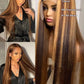Ladoux Ombre Honey Blonde 13x6 HD Transparent Straight Lace Front Human Hair Wigs for Women 180% Density 4/27 Colored Highlight Curly Glueless Straight Wigs 20Inch Pre Plucked with Baby Hair