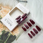 Medium Press on Nails Coffin Fake Nails with Designs Ballet Acrylic Nails Press on Glossy Rose Red Totem Gothic Style Gel False Nail Kits Reusable Stick on Nails for Women Manicure Decorations 24PCS