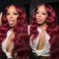 Beaushine Loose Deep Wave Human Hair 3 Bundles with 4x4 hd Lace Closure-18,20,22+18inch 10A Brazilian Loose Deep Wave Bundles Human Hair, 99j Burgundy/Wine Red Color Sew in Quick Weave Hair Extension