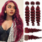 Loose Deep Wave Burgundy Bundles Human Hair with Hd Lace Closure 20 22 24+20inch, 10A Raw Brazilian Human Hair Weave Bundles Wine Red Color