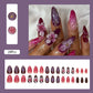 24Pcs Red Purple Almond Press on Nails Spring Summer Flower Fake Nails Glossy Full Cover Nails Press ons 3D Flower Nail Art Reusable False Nails Artificial Medium Stick on Nails for Women Girls