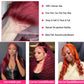 tobasew 200 Density Burgundy Straight Lace Front Wigs Human Hair 99J 13x6 HD Lace Frontal Red Wigs Pre Plucked With Baby Hair