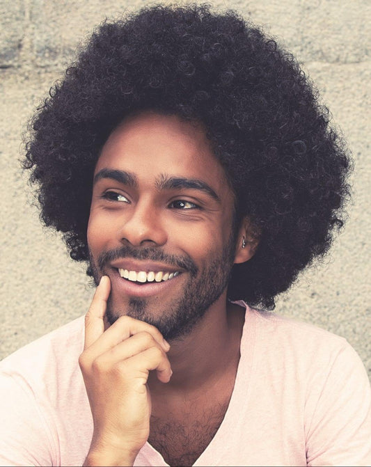 DARLIN HAIR 70s Afro Wig Men,Short Black Natural Curly Fluffy Synthetic Wigs for Disco Halloween Cosplay Use