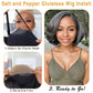 HANASCC Salt and Pepper Wigs for Women 10" Glueless Grey Short Bob Wigs Pre Plucked Body Wave Gray Human Hair Wig Pre Cut 5x5 HD Transparent Grey Glueless Lace Front Wigs for Women