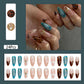 24Pcs Medium Almond Press on Nails French Tip Fake Nails with Brown Leopard Gold Line Design Glossy Reusable False Nail Artificial Acrylic Nails Press ons Holiday Stick on Nails for Women DIY Manicure