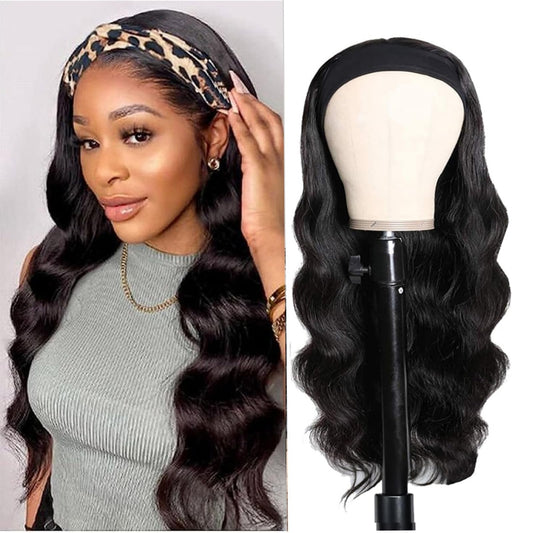 olimaruly Body Wave Headband Wig Human Hair Wigs for Black Women Headband Wigs Human Hair Glueless None Lace Front Wigs Machine Made Headband Wigs 150% Density (26 Inch)