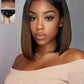 Beauty Forever Bob Drawstring Wig Human Hair Black to Chestnut Brown Yaki Straight Bob Glueless 13x4 Pre Everything Lace Front 150% Density 10 Inch Pre Cut Plucked Bye Bye Knots Ready to Go Short Wig