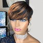 Flandi Pixie Cut Wigs for Black Women Pixie Cut Wig Human Hair Short Layered Wigs Full Machine Made Short Haircut Wig Glueless with Bangs Black with Brown F1B33