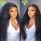 WPPIKK 13x4 Lace Front Wigs Human Hair Pre Plucked 180 Density Brazilian Wet and Wavy Human Hair Wigs for Black Women Glueless Curly Lace Frontal Wig Natural Color (28 Inch)