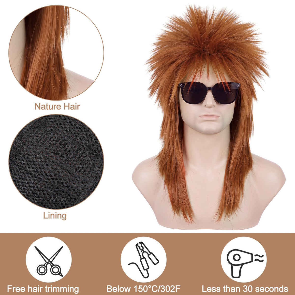 Suncalla 6 Set Punk Wigs for Halloween Party Multi-color