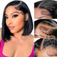 YFOXI Bob Wig Human Hair 13x4 Straight Lace Front Wigs Human Hair 150% Density Glueless Wigs Human Hair Pre Plucked Straight Bob Wigs for Black Women (14 Inch,Natural Black)