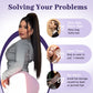 ORSUNCER Drawstring Ponytail Extension, Long Straight Pony Tails Hair Extensions Natural Soft Clip in Ponytail for Women Synthetic Hairpieces Dark Brown Mix Blonde
