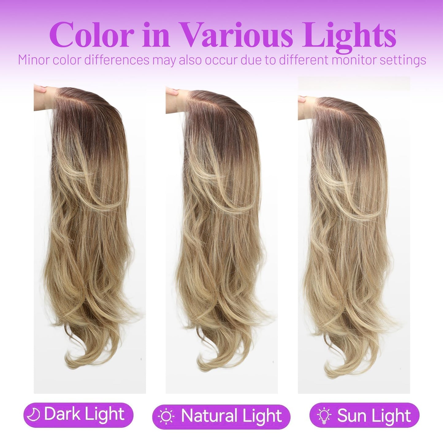 Eawwii 13x4 HD Lace Front Glueless Wigs for Women Ombre Blonde Long Layered Wave Wig Natural Hairline Heat Resistant Synthetic for Daily Use Beginner Friendly 26 Inch