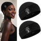 MYKURS Wig Caps with Grip Band to Hold Wig in Place, Soft Wig Caps for Women Non Slip, Black 2 PCS