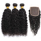 DreamPack Water Wave Human Hair 3 Bundles 101010+8 inch Wet and Wavy Bundles,with Closure Brazilian Virgin Hair 100% Unprocessed Human Hair Short Curly Weave with 4x4 Lace Closure Natural Color