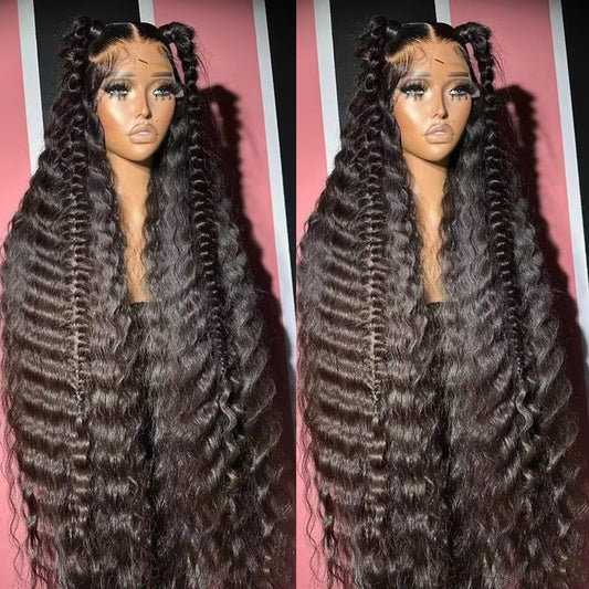 SISIFIRE 32 Inch Natural Curly Wave Lace Front Wigs for Women 13 * 4 Inch Heat Resistant Fiber Super Long Loose Curly Lace Wig with Baby Hair Synthetic Glueless Lace Front Wig for Daily Party Use