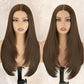NOSTALGIA Brown Wear and Go Glueless Wigs Pre Plucked Pre Cut for Beginners Synthetic Lace Front Wigs For Woman Long layered Straight 3 Seconds to Wear